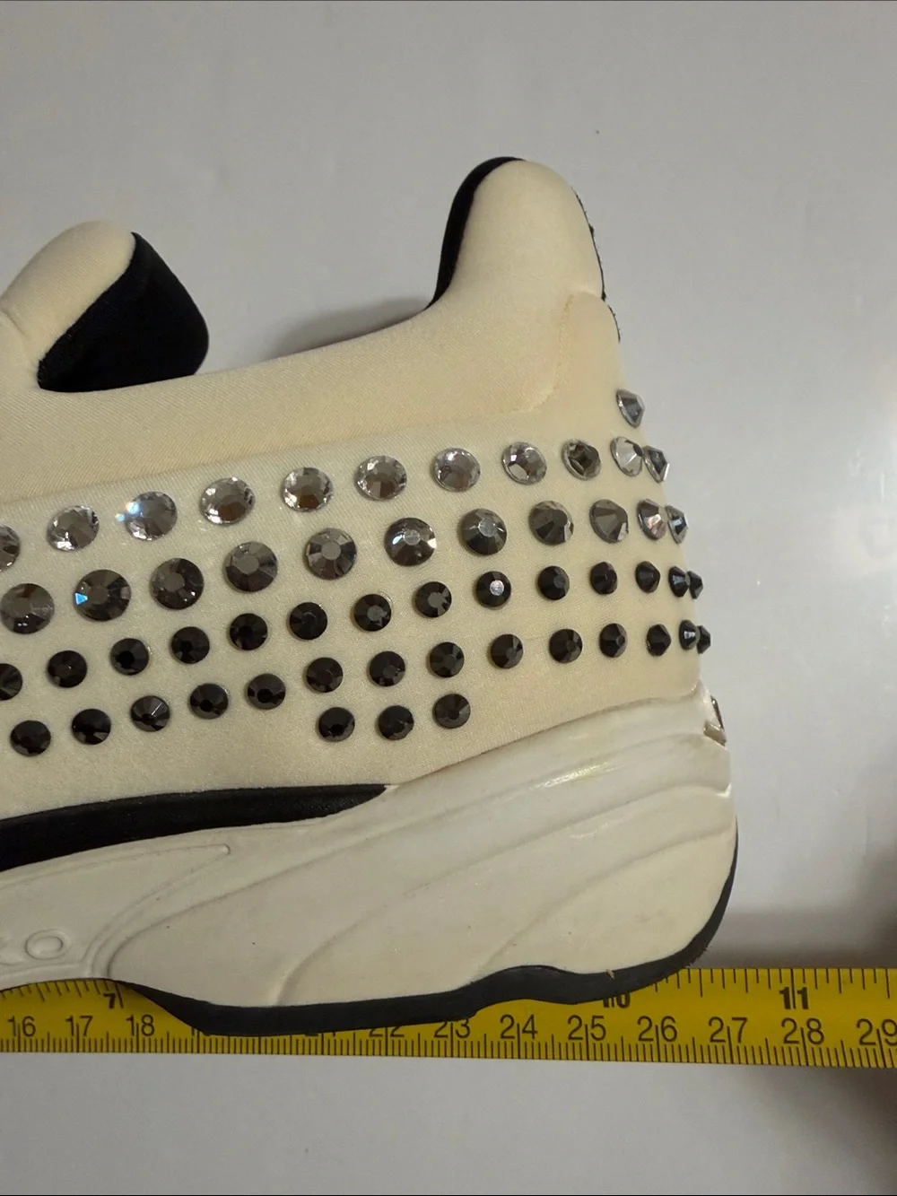 Pinko Cream Crystal-Embellished Slip-On Sneakers Size 8
